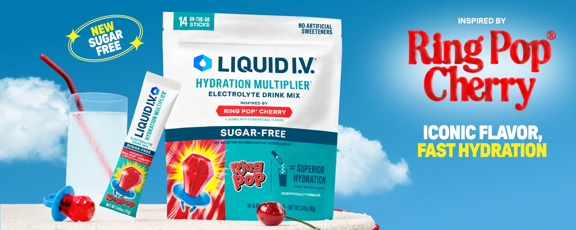 Ring Pop® Cherry Hydration Multiplier® Sugar-Free - Bright Flavor Choice